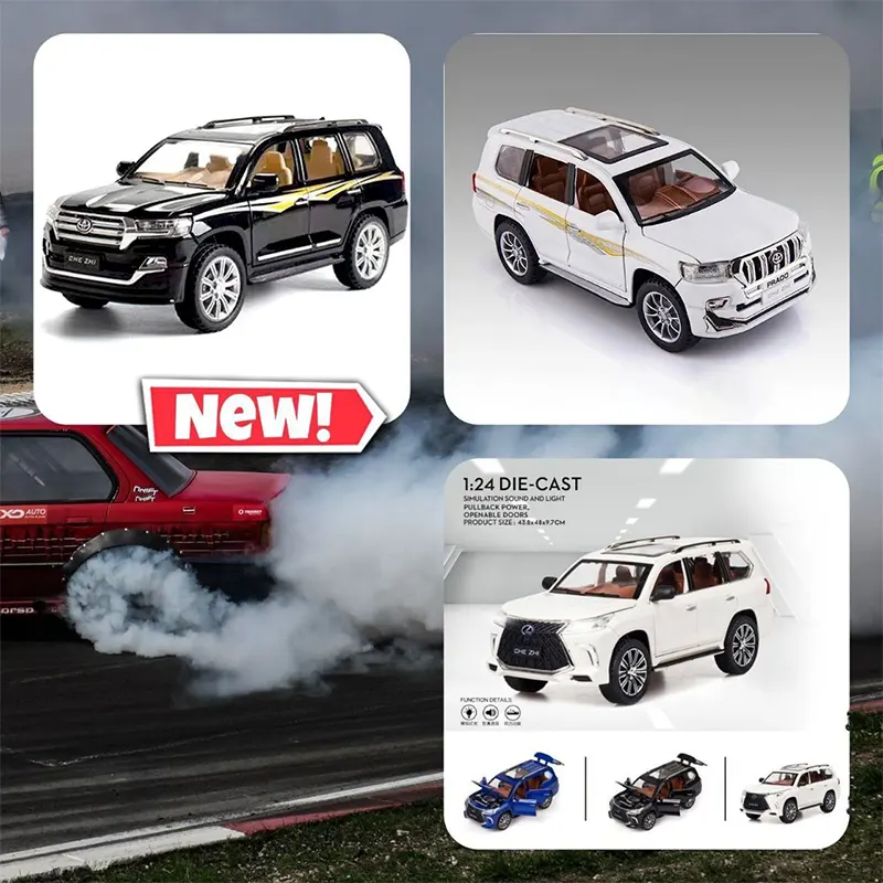 ماکت ماشین عقب کش دودزا مدل تویوتا لندکروزر کد CZ123AD پک8عددی