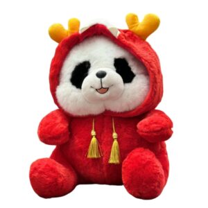عروسک پاندا با لباس گوزنی ارتفاع: 35 سانتی متر