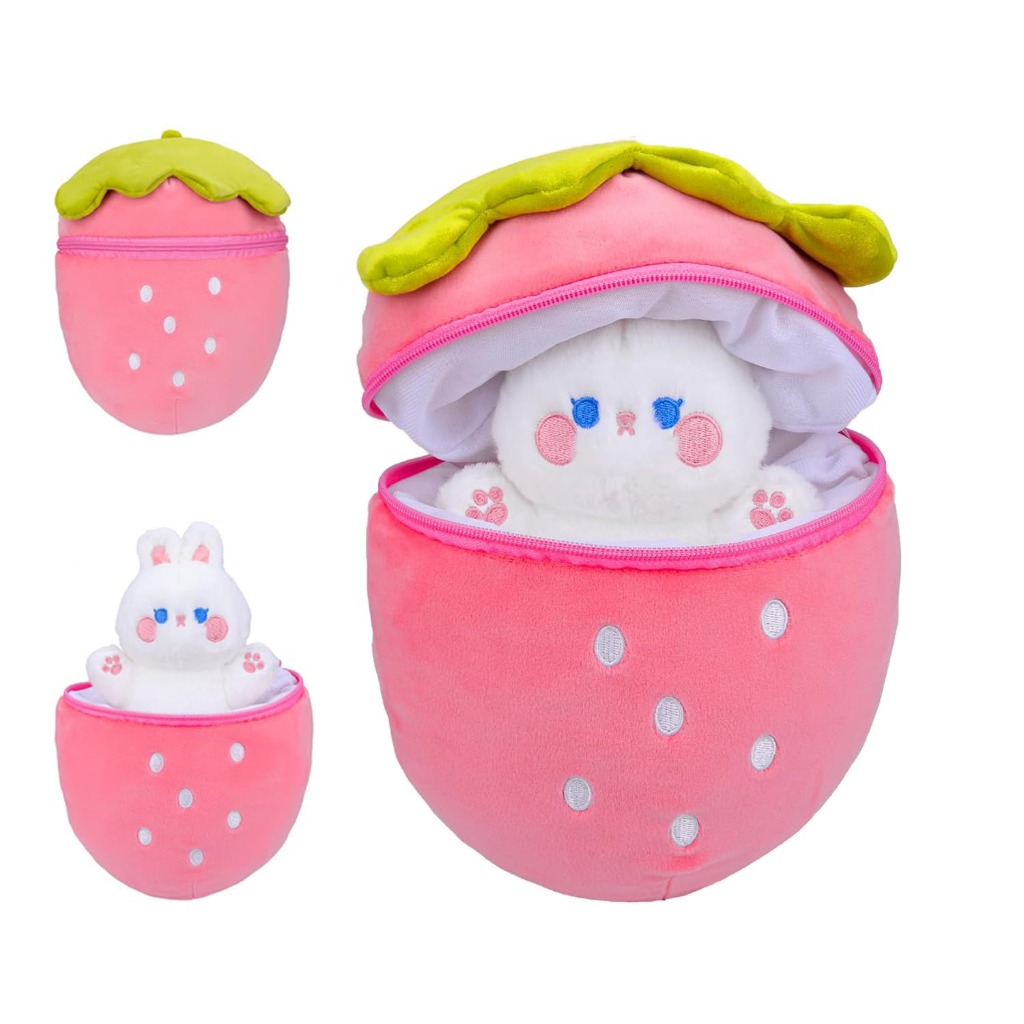 عروسک خرگوش سوپرایزی مدل توت فرنگی ارتفاع: 30 سانتی متر